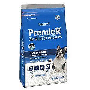 Ração Super Premium Premier Ambientes Internos Cães Adultos Raças Pequenas Sabor Frango e Salmão 2,5kg - PremierPet