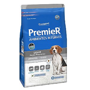 Ração Super Premium Premier Ambientes Internos Light Cães Adultos Raças Pequenas Sabor Frango e Salmão 12kg - PremierPet