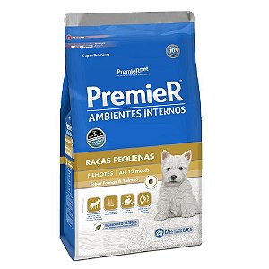 Ração Super Premium Premier Ambientes Internos Cães Filhotes Raças Pequenas Sabor Frango e Salmão 1kg - PremierPet