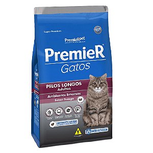Ração Super Premium Premier Gatos Adultos Pelos Longos Ambientes Internos Sabor Frango 500g - PremierPet