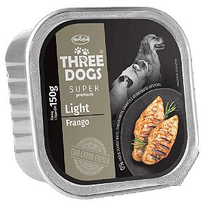 Ração Úmida Three Dogs Super Premium Patê Cães Light Sabor FRango 150g - Hercosul