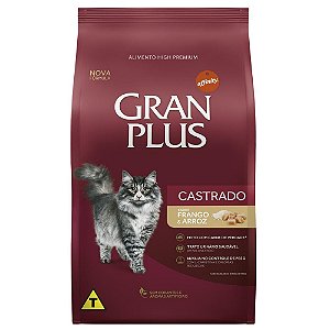 Ração Gran Plus Gato Adultos Castrados Frango e Arroz 10,1kg