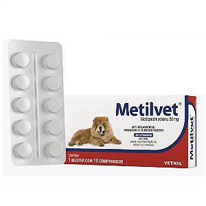 Anti-Inflamatório Metilvet 20mg Cães e Gatos 10 Comprimidos - Vetnil