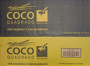 Água de coco 200ml - Coco Quadrado CX com 27 Unidades