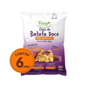 Caixa com 06 pct - Chips de batata doce original Frispy 40g