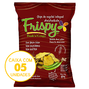 Caixa com 05 pct - Chips de batata doce pimenta mexicana Frispy 40g