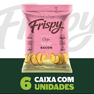 Caixa com 06 pct - Chips de batata doce sabor bacon Frispy integral 40g