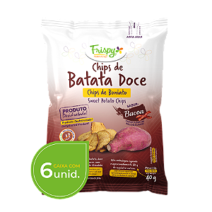 Caixa com 06 pct - Chips de batata doce sabor bacon Frispy integral 40g