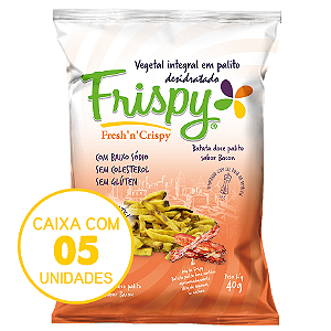 Caixa com 05 pct - Chips de batata doce sabor bacon Frispy integral 40g