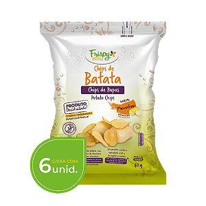 Caixa com 06 pct - Chips de batata sabor provolone Frispy integral 40g