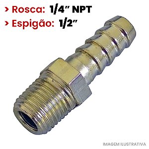 Espigao Fixo Macho - 1/4M x 1/2E NPT (005123)