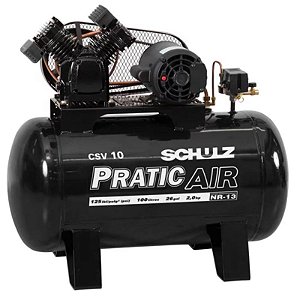 Compressor Schulz Pratic Air CSV 10/100 - 10pcm 2HP 100L 125psi - Monofasico 220V (921.3543-0)