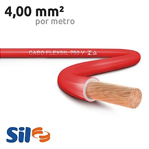 Cabo Elétrico Flexível Sil 4.00 mm² - Vermelho (Por Metro)