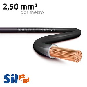 Cabo Elétrico Flexível Sil 2.50 mm² - Preto (Por Metro)