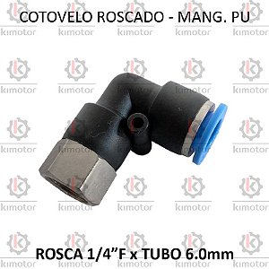 Cotovelo PU x Rosca - 6mm x 1/4 F BSP (728126)