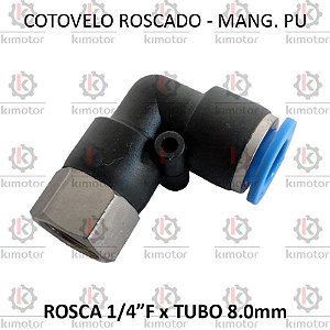 Cotovelo PU x Rosca - 8mm x 1/4 F BSP (728129)