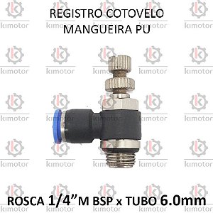 Valvula Registro PU x Rosca - 6mm x 1/4 M BSP (728910)