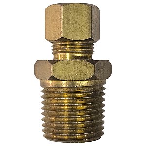 れん①-2 Conexão Reta em Latão - 1/2 M x 3/8 A - NPT (721063) - KIMOTOR
