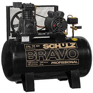 Compressor Schulz Bravo CSL 10/100 - 10pcm 2HP 100L 140psi - Monofasico 110/220V (921.7852-0)