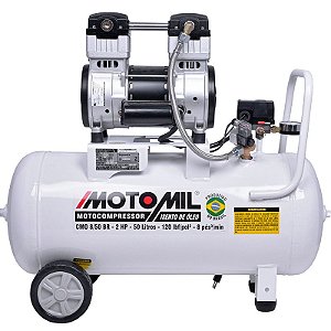 Motocompressor Motomil CMO 8/50 - 8pcm 50L 120psi - 220V - Silencioso e Isento de Oleo
