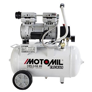 Motocompressor Motomil CMS 5/24 - 5pcm 24L 120psi - 220V - Silencioso e Isento de Oleo