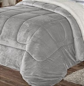 Coberdrom casal Queen 2.20x2.40 dupla face Cinza