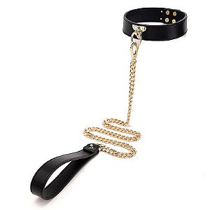 Coleira Bondage e Corrente Guia Luxo - Preto - SI