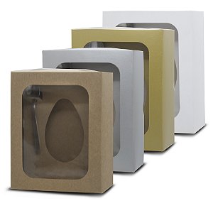 20 Caixas Com Visor para Ovos de Colher - 19x15x8 | Acompanha Berço 250g - Páscoa