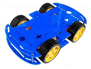 KIT CHASSI COM 4 RODAS 4WD AZUL PARA ARDUINO DIY