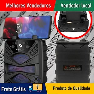 Caixa de Som Portátil Wireless Bluetooth KTS-1337 Nova Versão de Alto-Falante