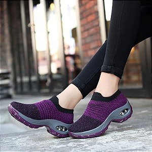 Sapatos de caminhada femininos moda almofada de ar fundo grosso tênis penetraç