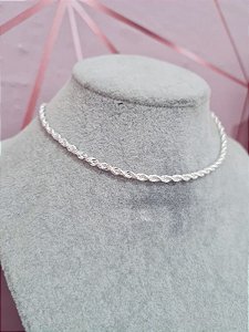 Colar choker fio baiano banhado a prata