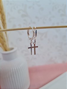 Argola Click Cruz Lisa Prata