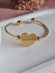 Bracelete dourado com coração em aço inox