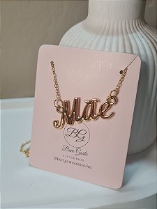 Colar escrito Mãe banhado a ouro