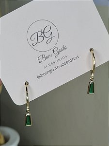Argolinha com zircônia verde banhada a ouro