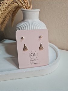 Cartela Duo Brincos Bolinha e Nossa Senhora Dourado