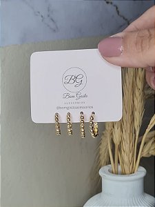 Duo Argolas Bolinha Dourado
