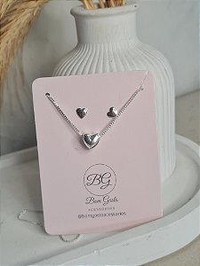 Conjunto prata coração