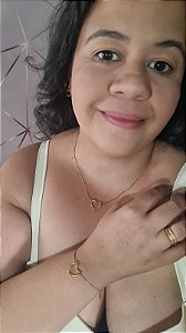 Kit coração dourado aço inox