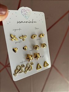 Kit brincos Semaninha dourado 03