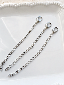 Kit com 3 Extensores para Colares Prateado | Ajuste de Tamanho