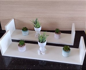 KIT COM 02 PRATELEIRAS 66CM FORMATO "U" EM MDF