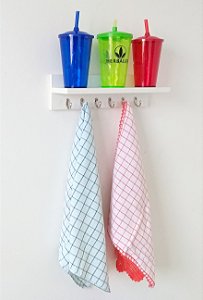 PRATELEIRA MULTIUSO EM MDF COM GANCHOS 35X10X10CM - EVS