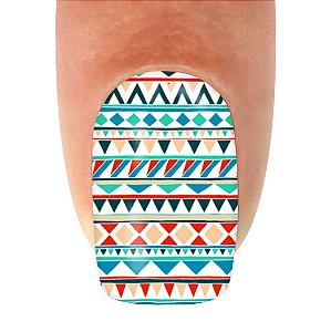 Adesivo de Unha Linha Étnica, Triângulos, Losango Coloridos 09 com 12un