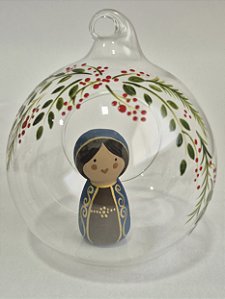 BOLA DE NATAL DE VIDRO PINTADO+ NOSSA SRA. APARECIDA