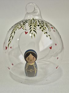 BOLA DE NATAL DE VIDRO PINTADO+ NOSSA SRA. APARECIDA