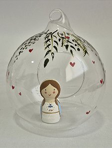 BOLA DE NATAL DE VIDRO PINTADO+ NOSSA SRA. DAS GRAÇAS