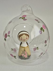 BOLA DE NATAL DE VIDRO PINTADA + STA. TERESINHA