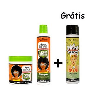 Kit Shampoo Cachos Perfeitos 300ml + Máscara Tratamento Cachos 500g, GRÁTIS SOS 300ml